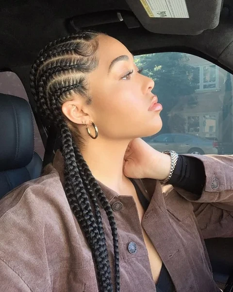 Classic Cornrows with Thick Braids