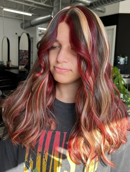 Colorful Calico Hair with Dark Brown Red Gold