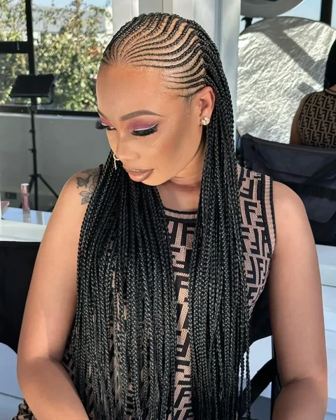 Cornrow Braid Style with Side Part