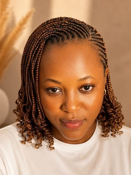 Cornrow to Twist Bob with Auburn Highlights