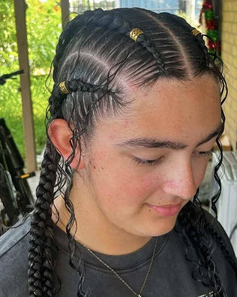 Cornrows into Curly Loose Braids