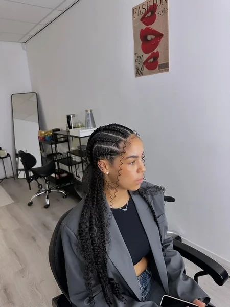 Cornrows with Curly Face Framing Pieces