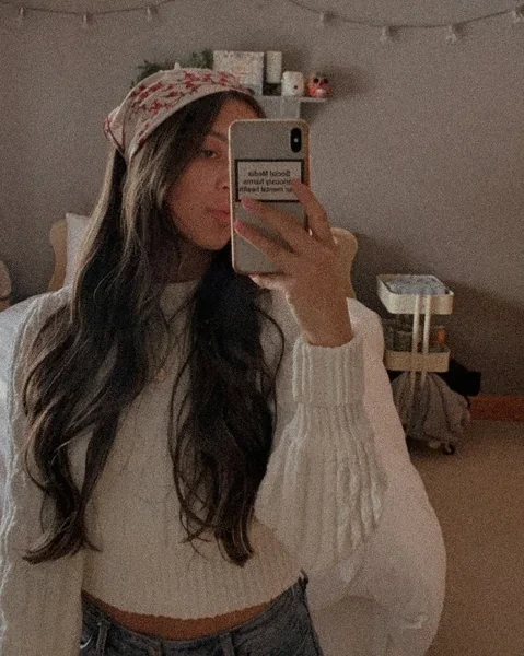 Cream Red Wavy Bandana