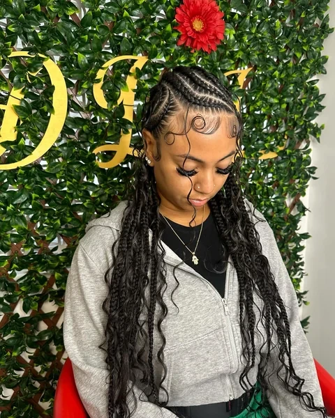 Curly Cornrow Braid Out with Face Framing