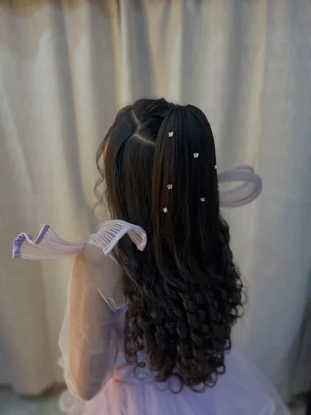 Curly Pigtails with Ribbons and Rhinestones
