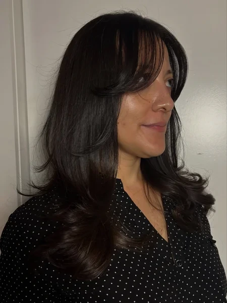 Curtain Bangs Medium Length Side Profile
