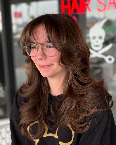 Curtain Bangs with Glasses and Waves
