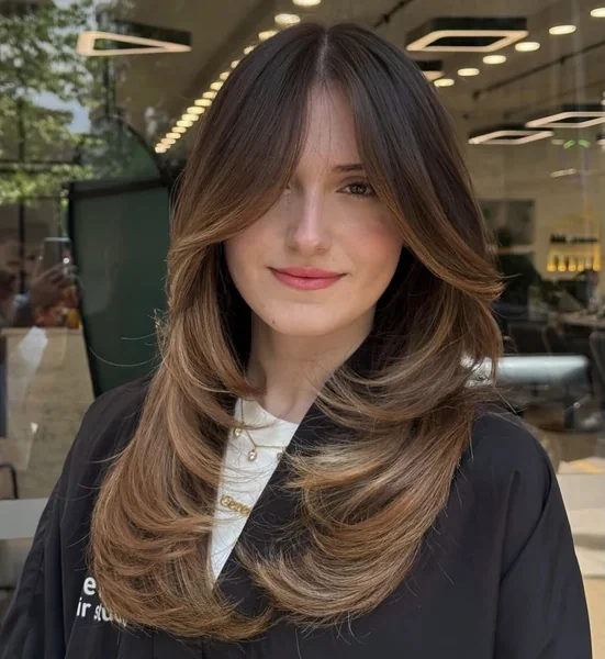Curtain Bangs with Long Layers