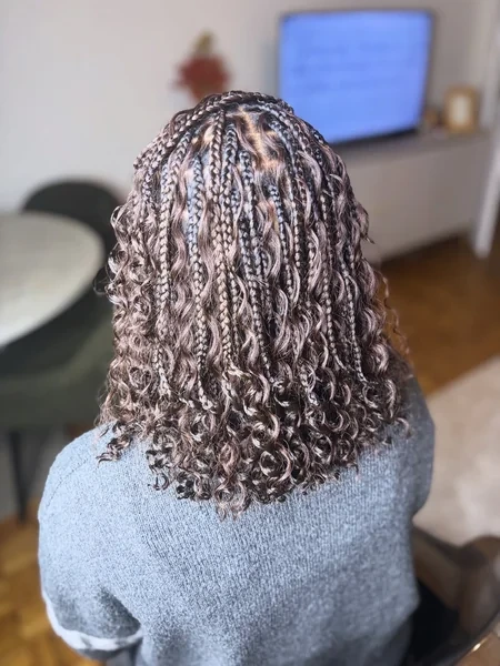 Dark Brown Box Braid Bob