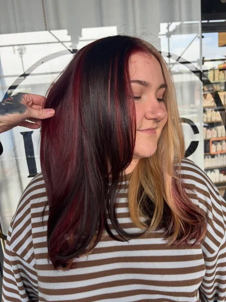 Dark Calico Split Style with Burgundy and Blonde