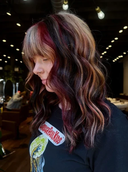Dark Calico Waves with Burgundy and Caramel