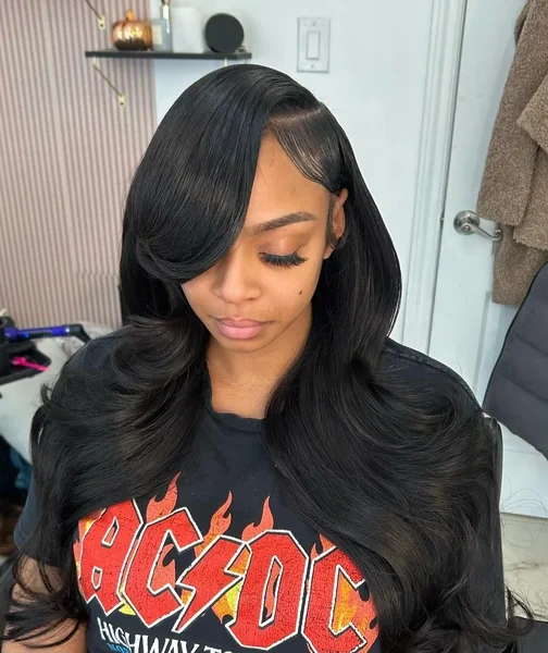 Deep Side Part Straight Sew In Weave