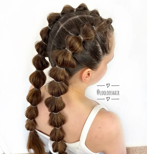 Double Bubble Pigtail Braids for Kids