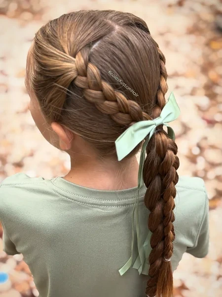 Dutch Braid into Single Braid Ponytail