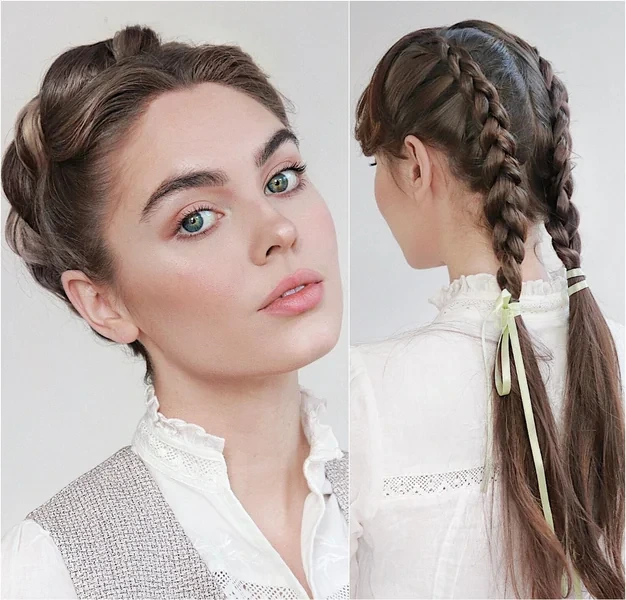 Dutch Crown Updo and Braid Ponytail Two Looks