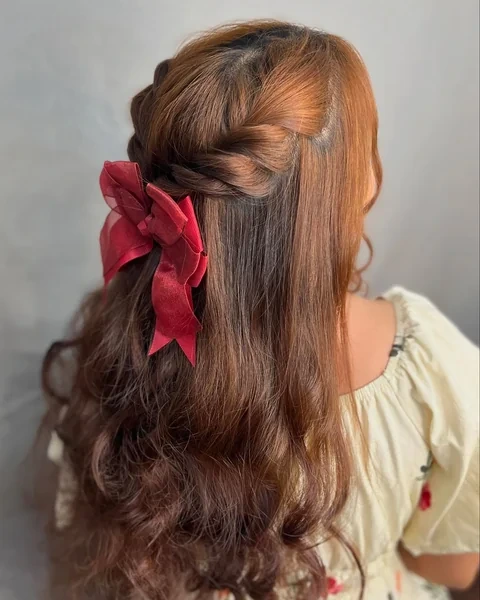 Easy Half Up Twist with a Velvet Bow
