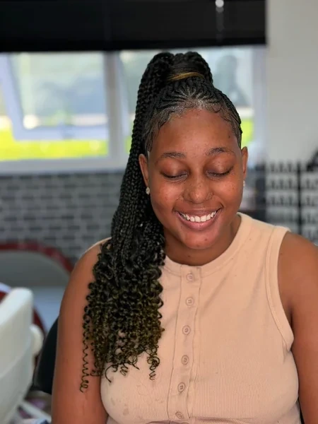 Feed In Cornrow High Ponytail