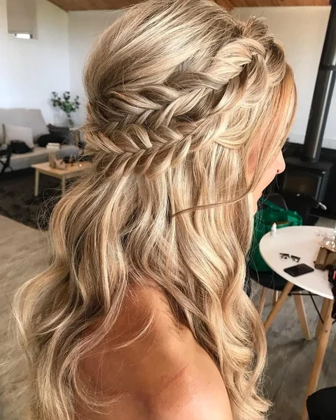 Fishtail Half Up on Long Blonde Hair