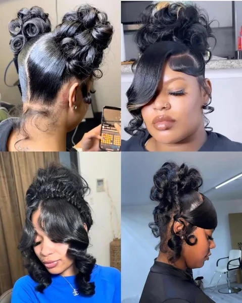 Formal Updo Collage for Homecoming Black Women