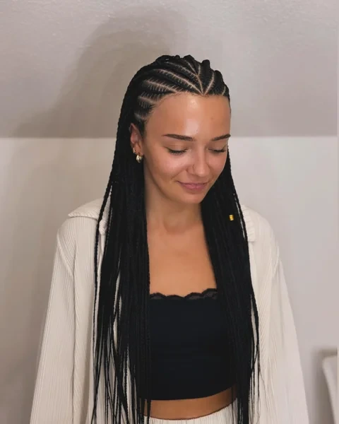 Fulani Cornrow Box Braids Front View