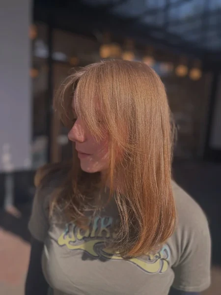 Ginger Curtain Bangs Side View