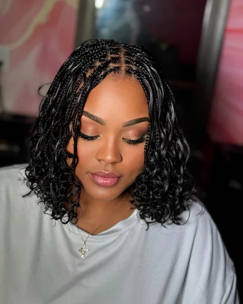 Gold Bead Box Braid Bob