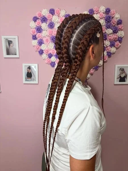 Gorgeous Auburn Jumbo Feed in Cornrows Statement Braids