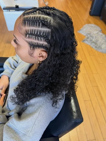 Half Braided Curly Hairstyle