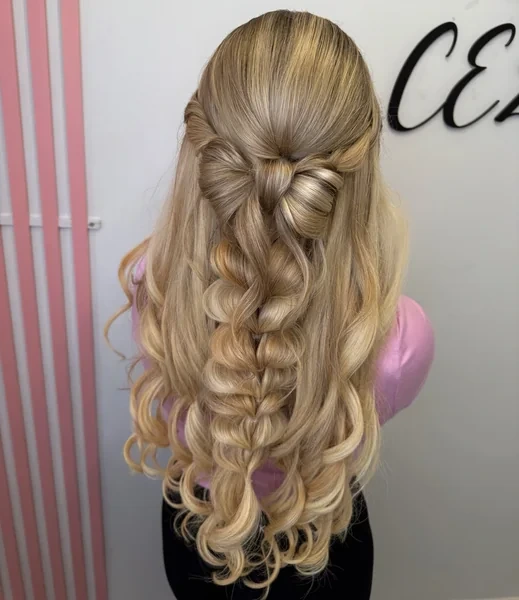 Half Up Bow Bubble Braid