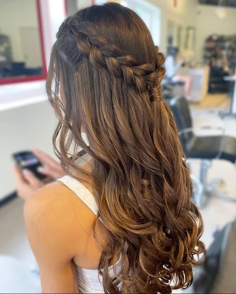Half Up Half Down Braided Style with Waves