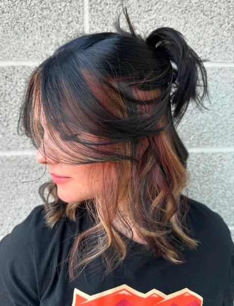 Hidden Calico Hair on Black with Copper Caramel