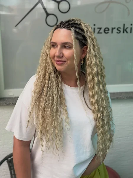Long Blonde Boho Braids Side Detail