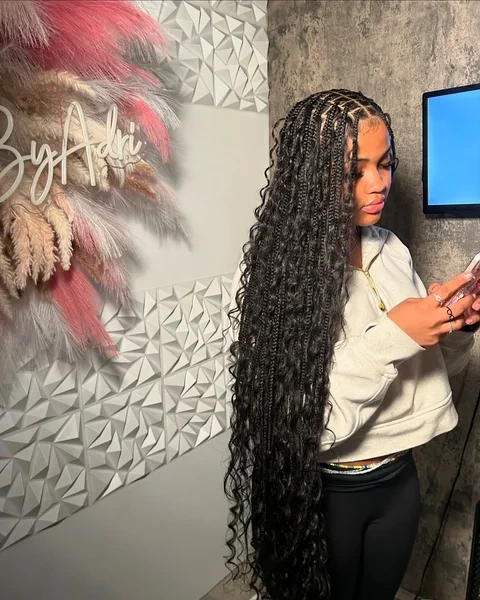 Long Boho Braids Salon Style