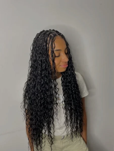 Long Boho Braids Side Part