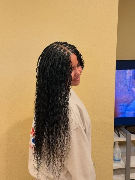 Long Boho Knotless Braids Side View