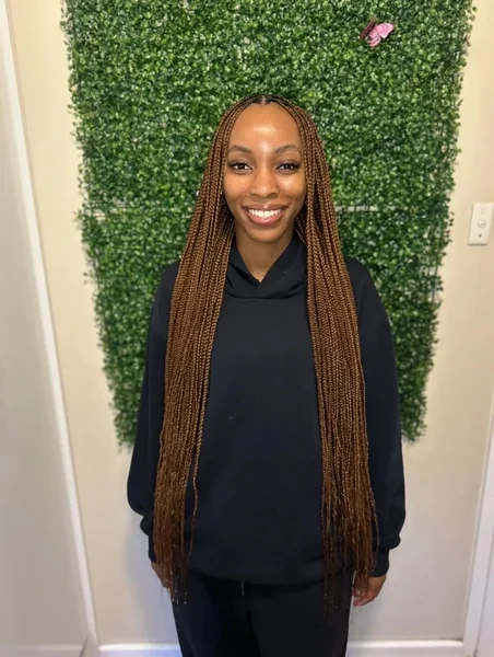 Long Caramel Knotless Braids No Curls