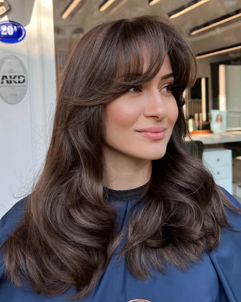 Long Fringe Side Swept Hairstyle