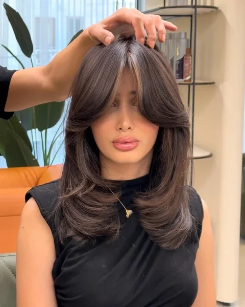 Long Side Swept Fringe Hairstyle