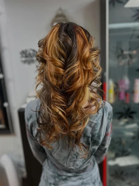 Long Wavy Calico Hair with Copper and Blonde