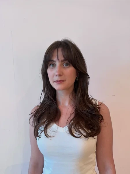 Long Wavy Curtain Bangs Portrait