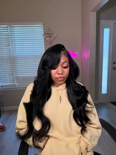Long Wavy Side Part Summer Sew In