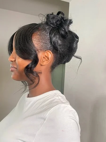 Modern Art Deco Sleek Bun with Wave Detailing
