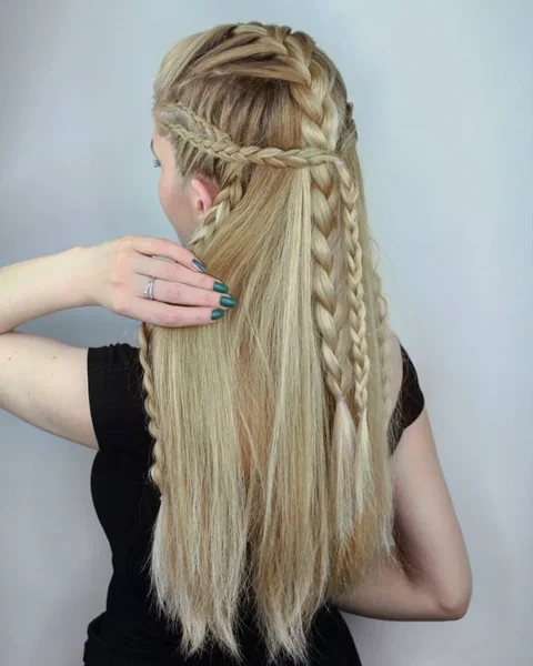 Multi Layer Half Up Double Dutch Braids