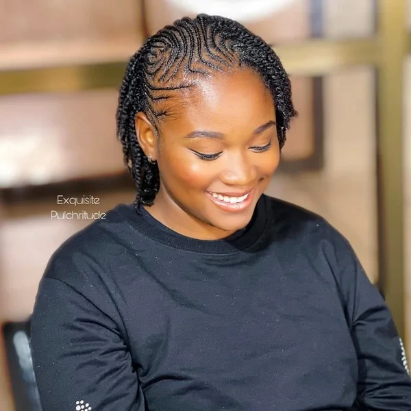 Natural Cornrow Style with Curly Finish