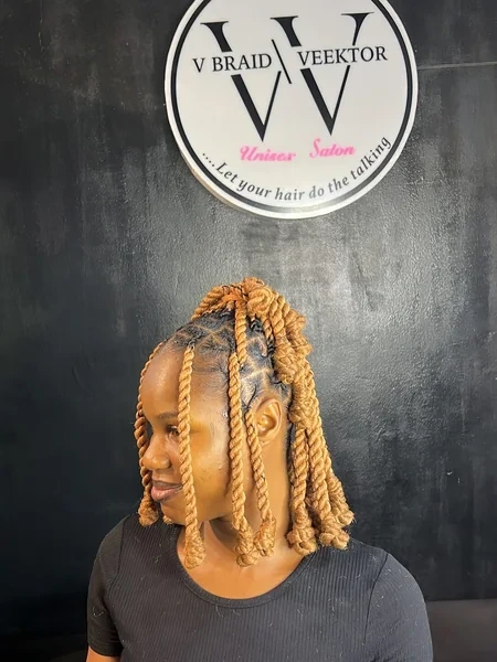 Natural Textured Box Braid Bob