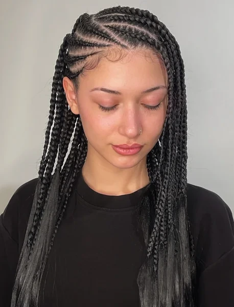 Ombr Cornrows into Individual Braids