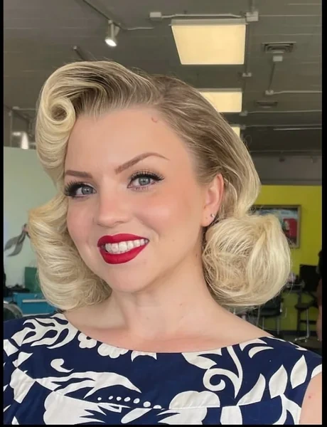 Pin Curl Side Sweep with Low Bun