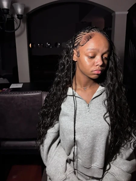 Quick Weave with Braids and Curly Ends