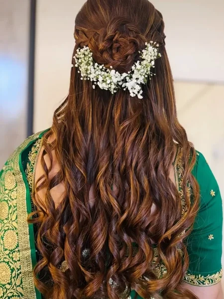 Rose Braid Bun with Babys Breath
