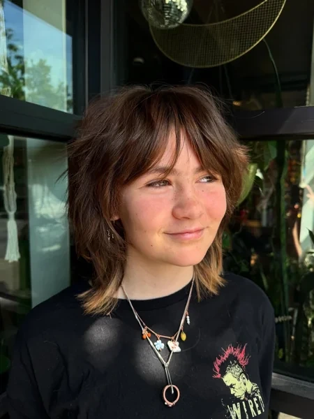 Shag Haircut with Curtain Bangs